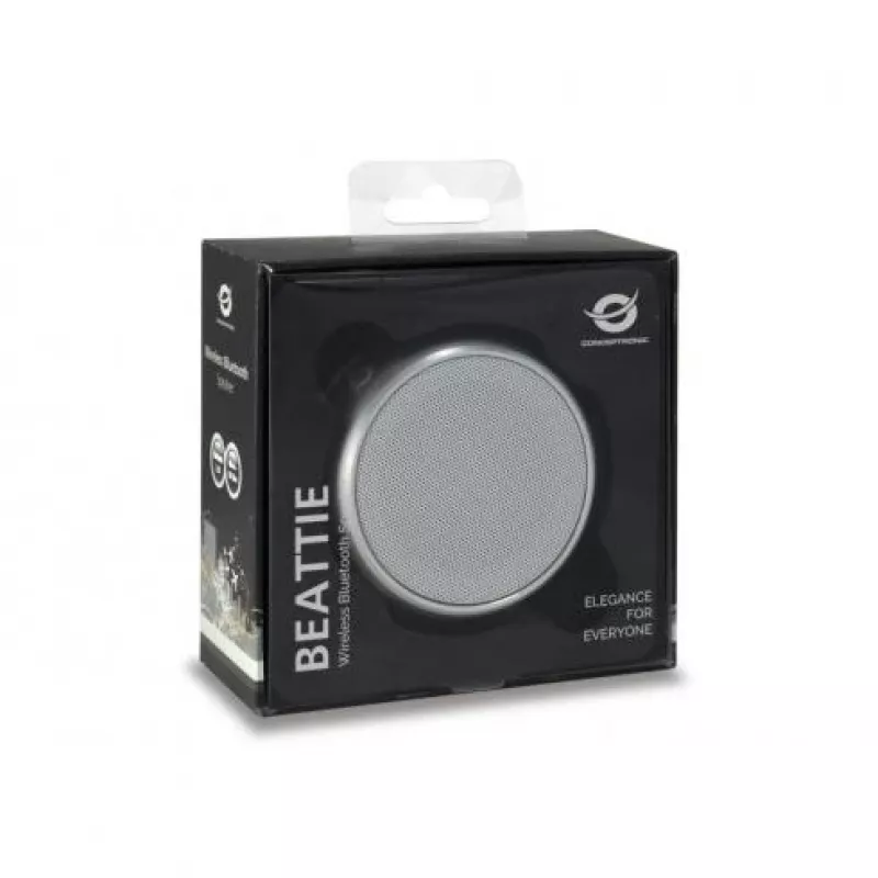 Conceptronic BEATTIE 01S langaton Bluetooth-kaiutin, 3 W, Bluetooth 3.0+HS, sisäänrakennettu mikrofoni, microSD, Micro-USB, hopea