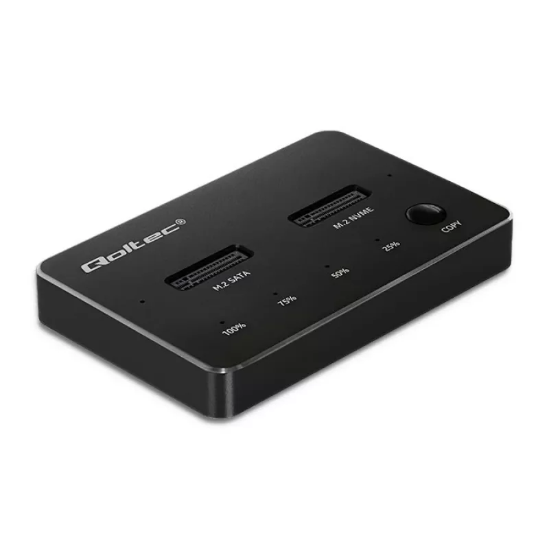 Qoltec 52274 M.2 SSD-telakka | NVMe | SATA | USB-C | DUAL 2 x 2TB