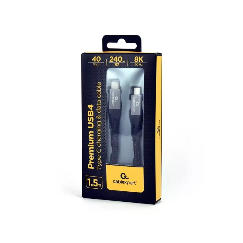 USB-C–USB-C-kaapeli GEMBIRD CCBP-USB4-CMCM240 1,5 m, USB4 Gen 3x2, 40 Gbit/s, 240 W, musta