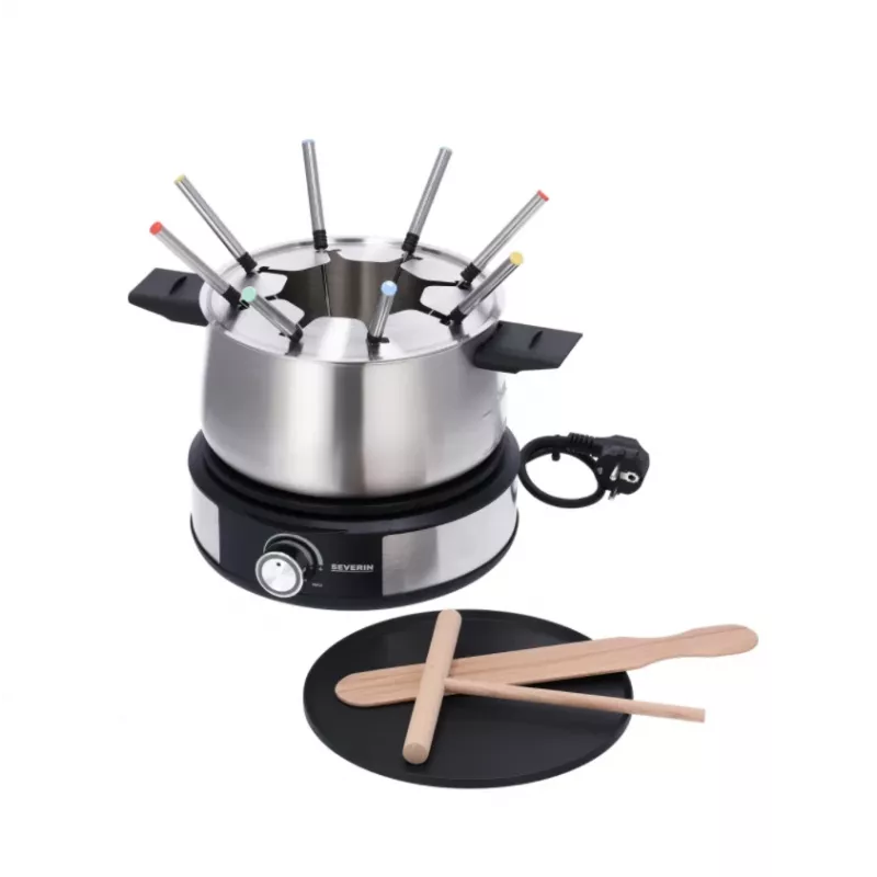 Severin FO 2471 fondue- ja crêpe-yhdistelmä, musta/ruostumaton teräs