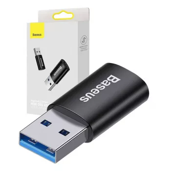 Adapteri Baseus Ingenuity USB Type-A (liitin) USB Type-C (pistoke) 10 Gbit/s, musta, 14×22×8 mm