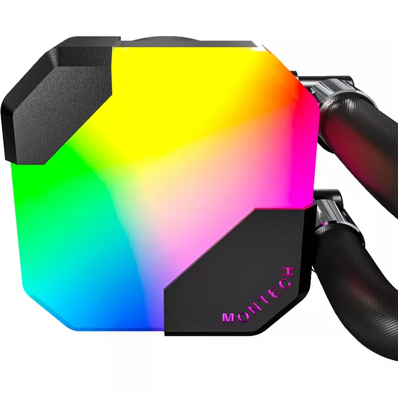 AIO-vesijäähdytys Montech Hyper Flow ARGB 360 mm musta – 360 mm jäähdytin, ARGB, suljettu CPU-jäähdytin
