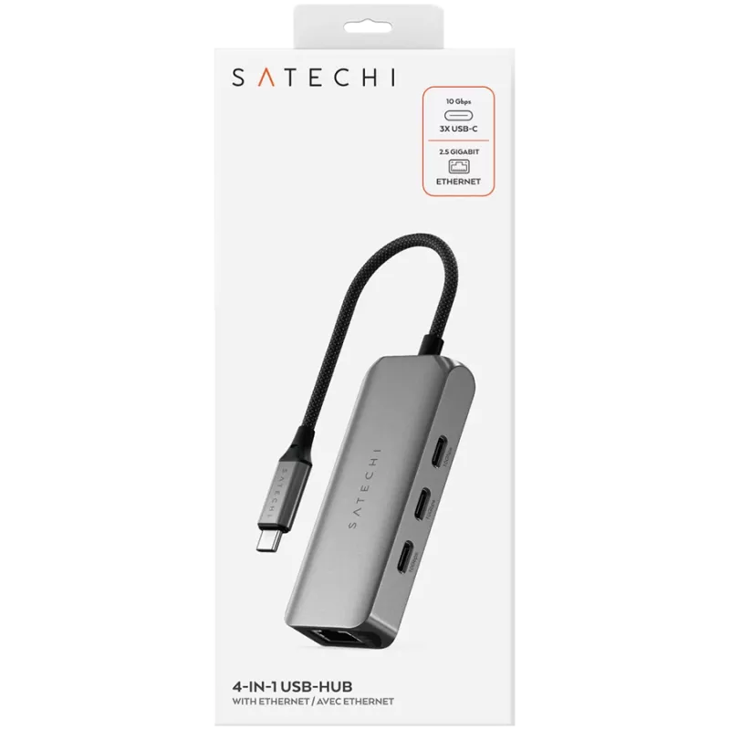 Satechi telakointiasema 4-in-1 ST-H3C25EM USB-C 3.2 Gen2 harmaa (ST-H3C25EM)