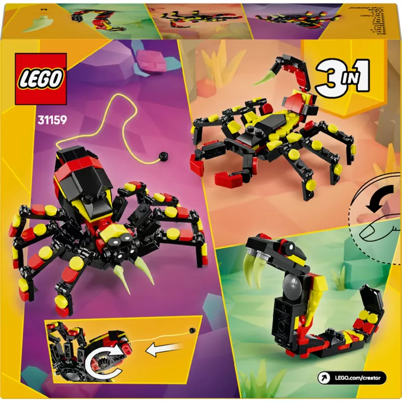LEGO Creator 3-in-1 rakennettava hämähäkkimalli 31159 — 153 osaa, ikä 7+, 110×150×50 mm