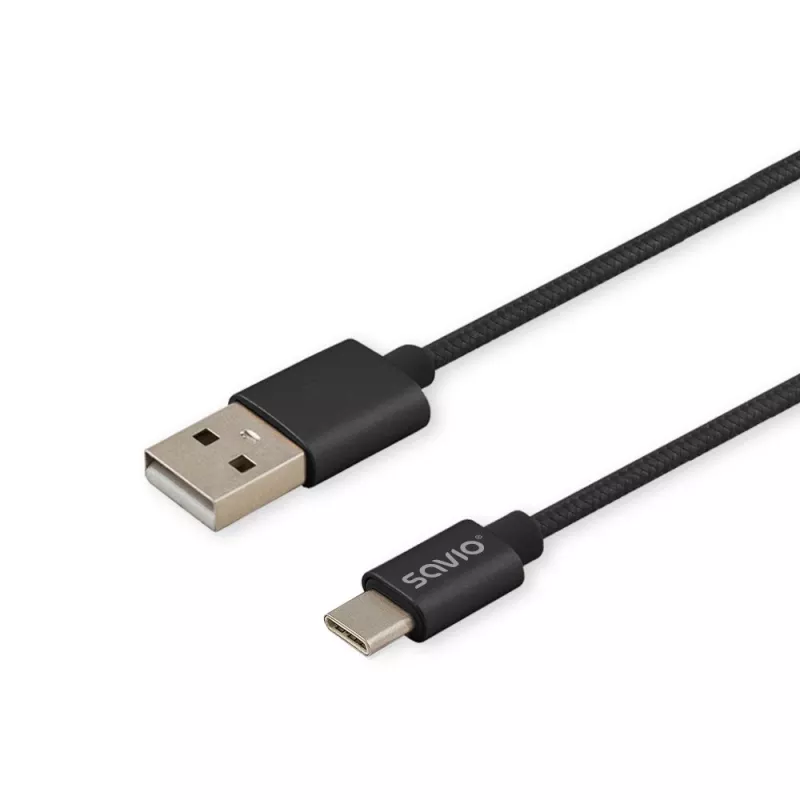 Savio CL-129 USB-kaapeli 2 m USB 2.0 USB A USB C musta