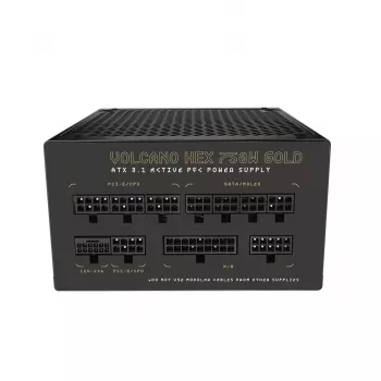 Virtalähde MODECOM VOLCANO HEX GOLD 750W, 80 PLUS Gold, ATX 3.1, modulaarinen, 14 cm tuuletin