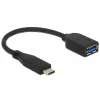 USB-kaapeli DeLOCK USB 3.1 Gen 2 Type-C/Type-A 0,1 m musta