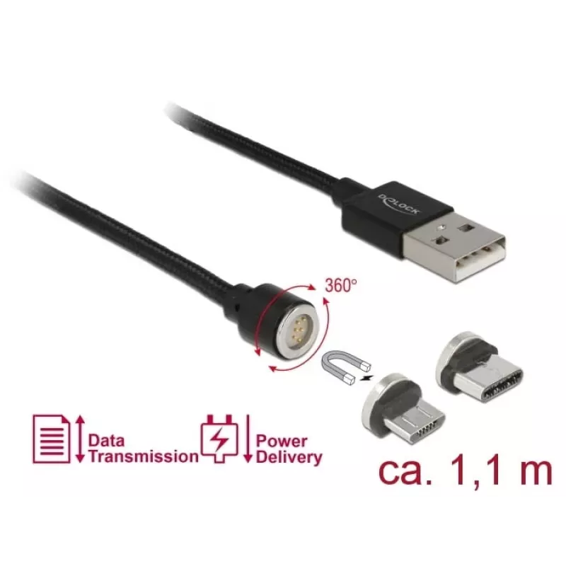 USB-kaapeli DeLOCK 85723 USB 2.0 1,1 m USB A USB C/Micro-USB B musta