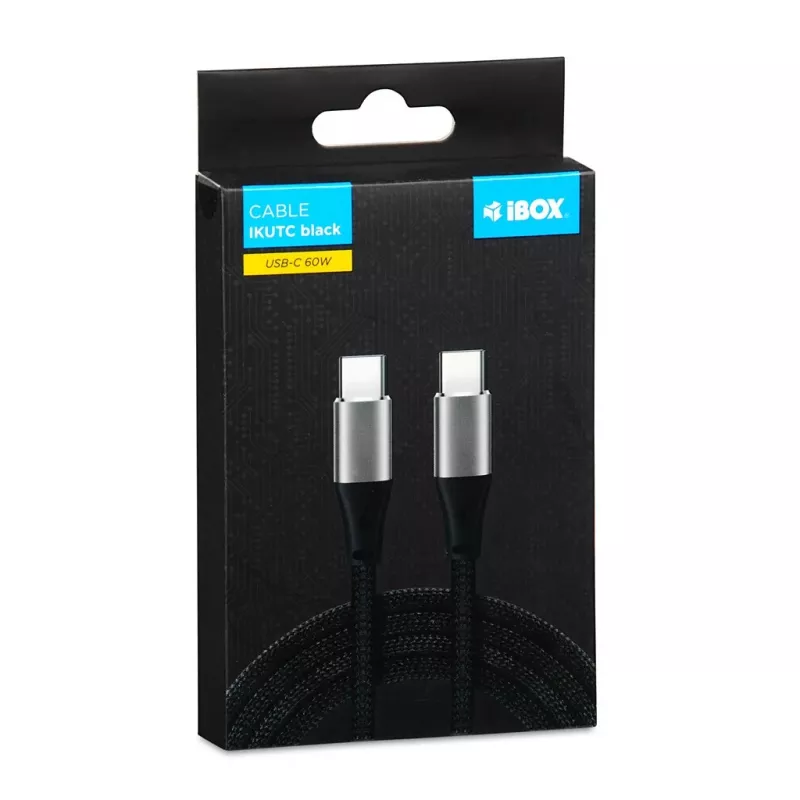 iBOX IKUTC USB-C-kaapeli 60W 2m musta