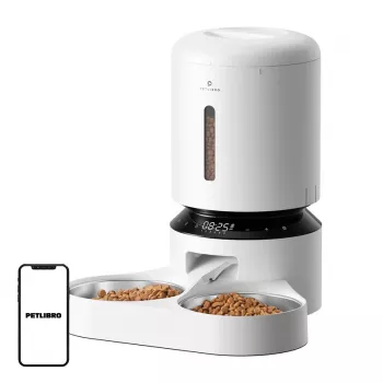 Automaattinen ruokinta-automaatti Aptel Granary kaksoiskupilla 5 L, valkoinen