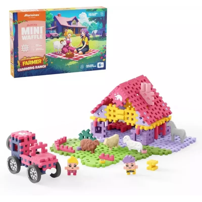 Marioinex Mini Waffle 112-osainen rakennussarja – Farmer Urocze Ranczo, monivärinen, ikä 6+