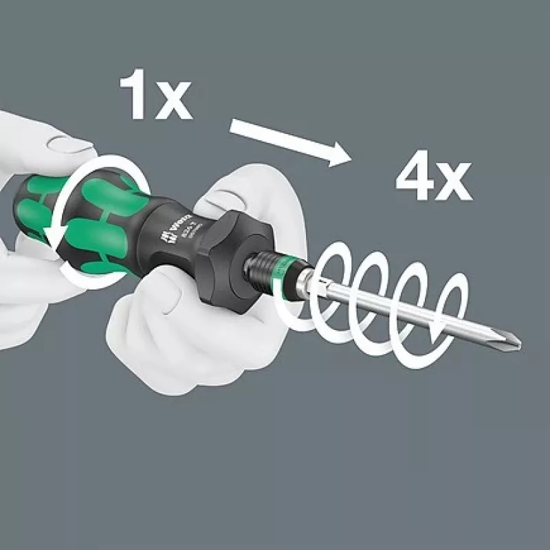 Wera 826 T Kraftform Turbo -bitinpidinruuvimeisseli Rapidaptorilla, 1/4 tuumaa