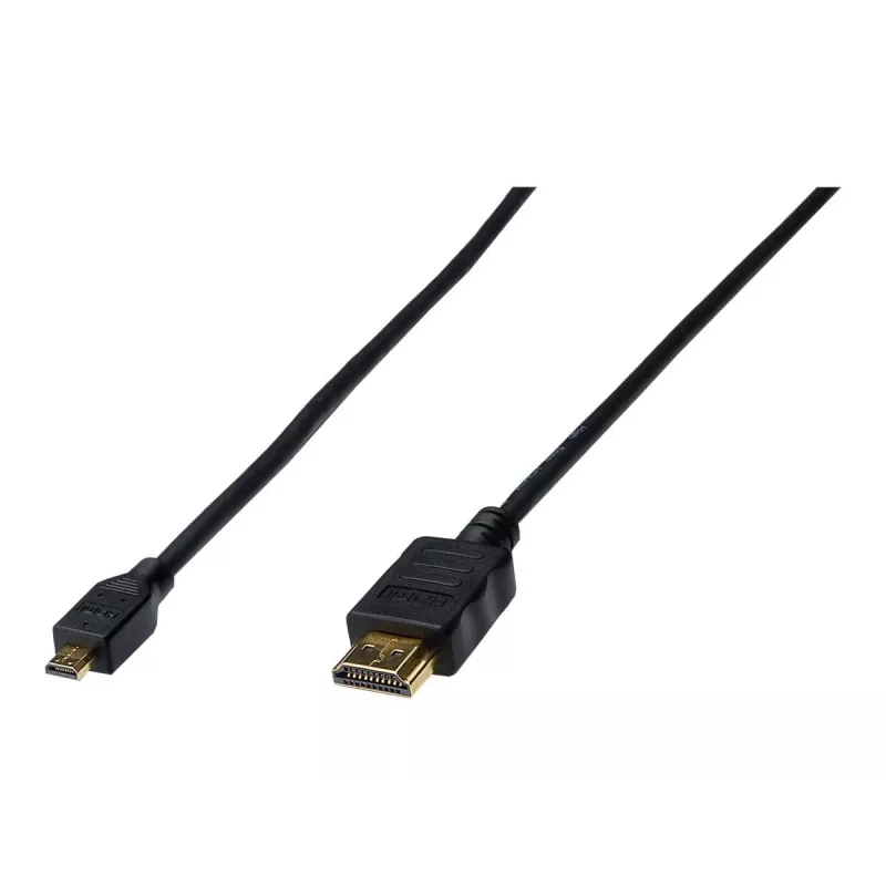 Digitus ASSMANN - HDMI-kaapeli Ethernetillä - 19 pin micro HDMI Type D uros HDMI uros - 1 m - kolmoiseristys - musta (AK-330115-010-S)