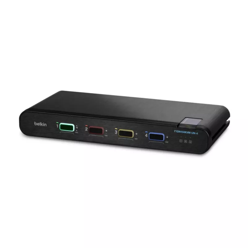 Belkin Universal Secure Single-Head KVM-kytkin, 4 porttia, DisplayPort/HDMI – DisplayPort/HDMI, pöytämalli, PP4.0 (F1DN104KVM-UN-4)
