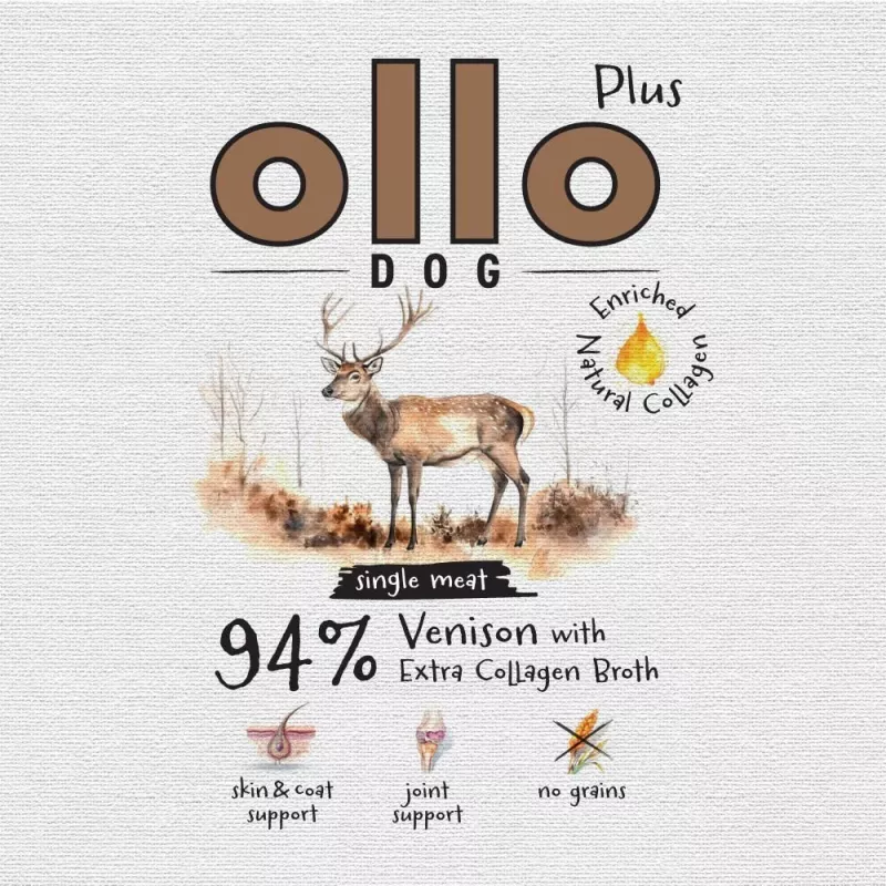 Ollo Plus kollageeni hirvi 400 g koiranruokapurkki