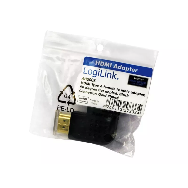 HDMI-liitinsadapteri LOGILINK AH0008 — HDMI - HDMI, musta, kullatut koskettimet