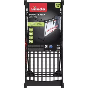 Lattialla seisova kuivausteline VILEDA Infinity Flex Ultimate — teräs, musta, 1 kpl, 5 vuoden takuu