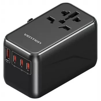 Laturi Vention FJGB0 100W GaN 3× USB-C ja 1× USB-A, musta