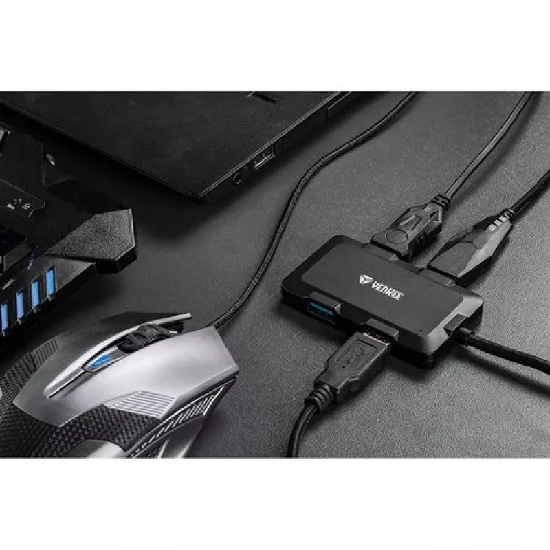 Yenkee YHB 4341BK 4-porttinen USB 3.0 -hubi Micro USB -virtaliitännällä