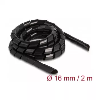 DeLOCK spiraaliletku joustava 2 m x 16 mm musta polyeteeni