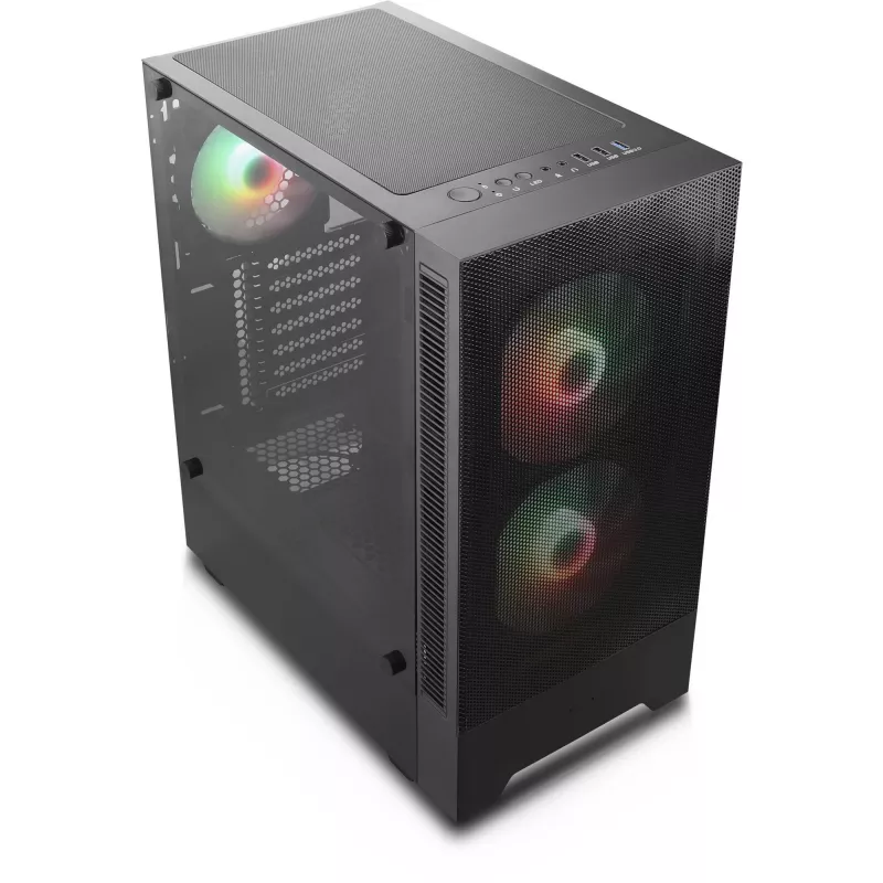 PC-kotelosarja Silentware Flow 100 ARGB MESH — 2×140 mm edessä, 1×120 mm takana
