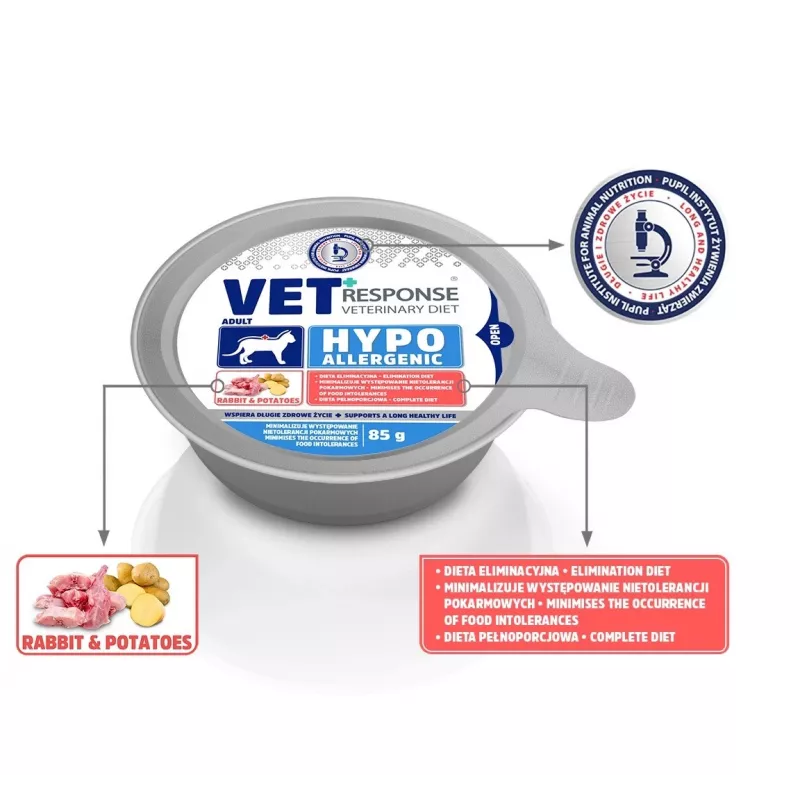 VET RESPONSE Hypoallergenic kanini - märkäruoka kissoille - 85 g