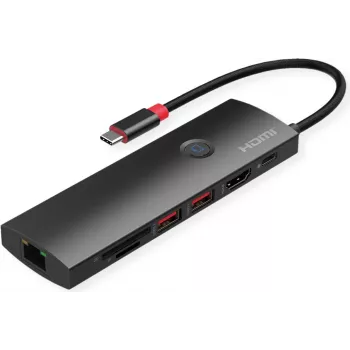 ROLINE USB-C-telakka 4K HDMI 1x C PD 2xUSB3.2Gen2 1xGbE - digitaalinen/data (12.02.1126)