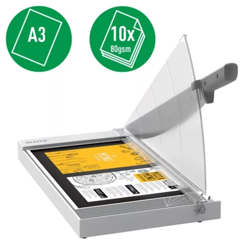 Leitz Precision Home Office -paperileikkuri A3, 10 arkkia, manuaalinen puristin, ruostumaton teräs, A3, 80 g/m², teräs