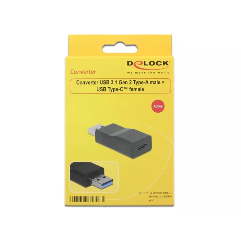 Kaapelisovitin DeLOCK 65696 USB 3.1 Gen 2 Type-A - Type-C musta