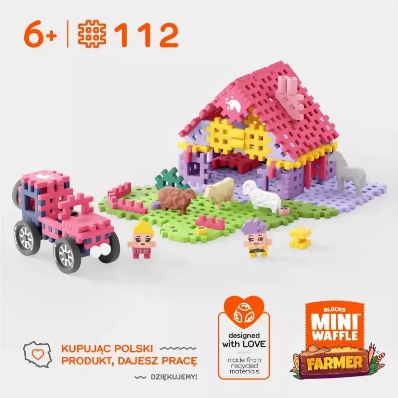 Marioinex Mini Waffle 112-osainen rakennussarja – Farmer Urocze Ranczo, monivärinen, ikä 6+