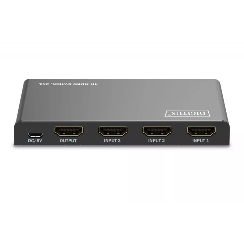 Digitus 4K HDMI-kytkin 3x1 metalli musta 18 Gbit/s