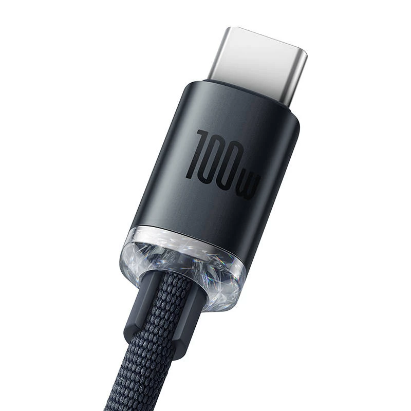 Baseus Crystal Shine kaapeli USB-USB-C, 100W, 2m (musta)
