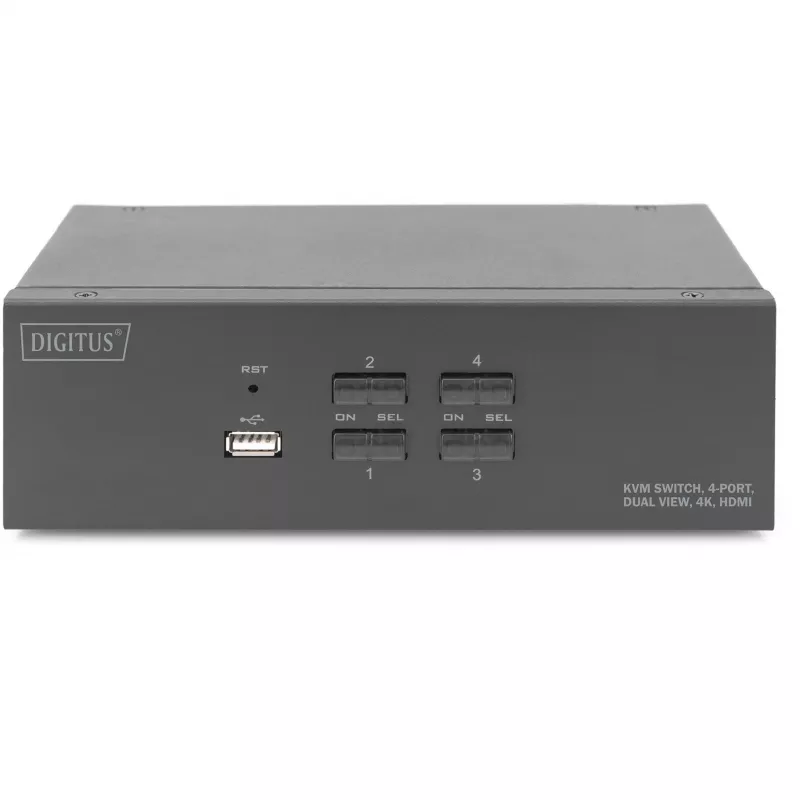 KVM-kytkin Digitus DS-12883 4 porttia Dual Display 4K HDMI USB