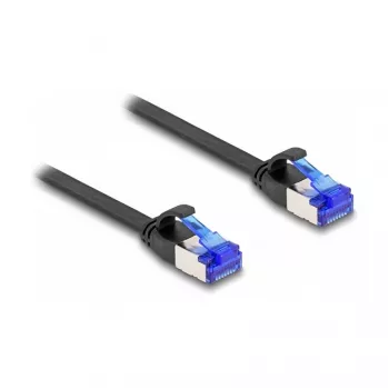 Verkkokaapeli DeLOCK RJ45 litteä patch-kaapeli pistoke-pistoke Cat.6A 0,25 m musta