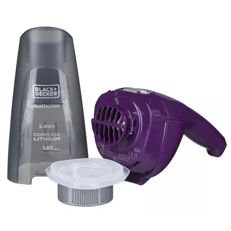 Black & Decker NVC115W käsipölynimuri harmaa, violetti ilman pussia