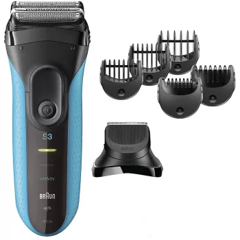 Sähköparranajokone BRAUN Series 3 3010 BT — johdoton kalvorasvari, musta/sininen