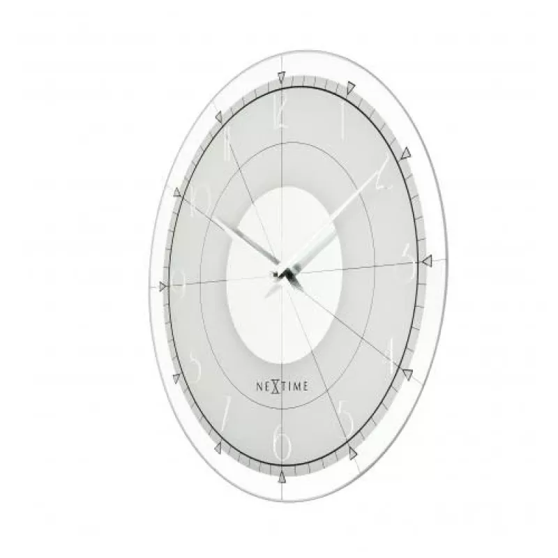 NeXtime kello 8125 Fancy Round, Ø43 cm, seinäkello, valkoinen/hopea