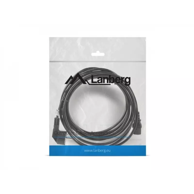 Virtakaapeli LANBERG CA-C13C-11CC-0050-BK – 5 m, C13-liitin CEE7/7, kulmaliitin C13