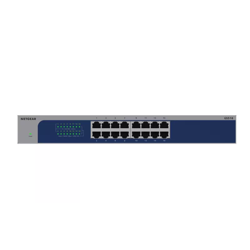 NETGEAR GS516-300EUS verkkokytkin hallitsematon Gigabit Ethernet (10/100/1000) harmaa