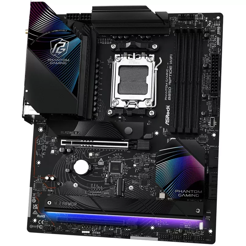 Emolevy ASRock Phantom Gaming B850 Riptide WiFi — AMD B850, kanta AM5, ATX, DDR5, 4x M.2, Wi-Fi 7, 2.5Gb LAN