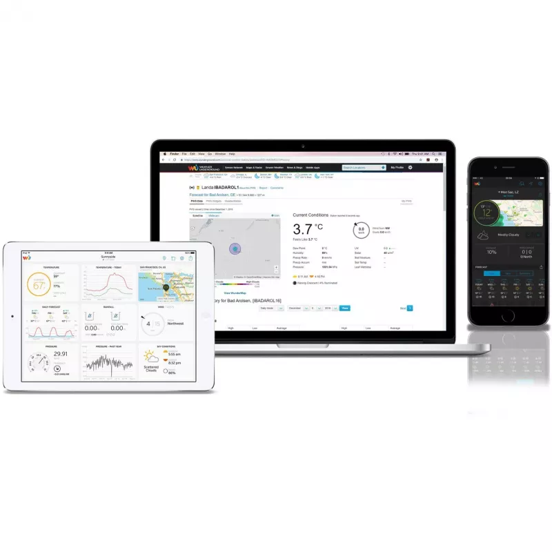 Bresser 7002580 Weather Center 5-in-1 Wi-Fi digitaalinen sääasema ammattilaisanturilla, 5,7″ näyttö, verkkovirta, musta