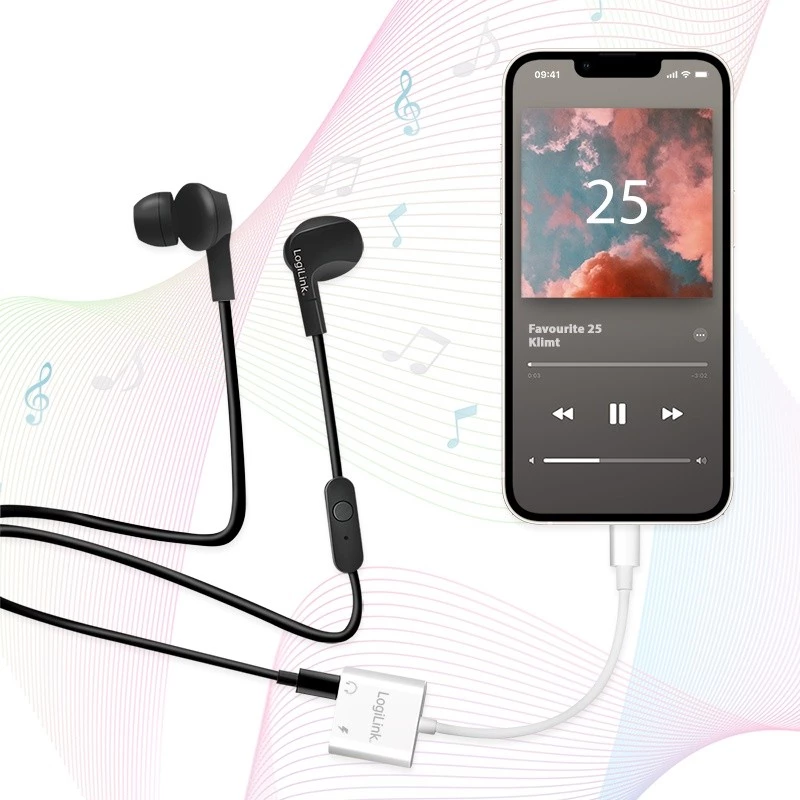 LogiLink USB-C äänisovitin USB-C/uros 2x USB-C/naaras 60W PD valkoinen