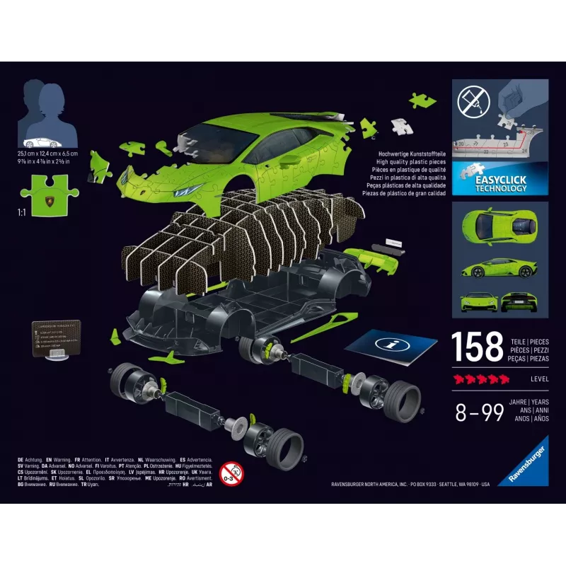 Palapeli 3D 158 osaa Lamborghini Huracan EVO vihreä