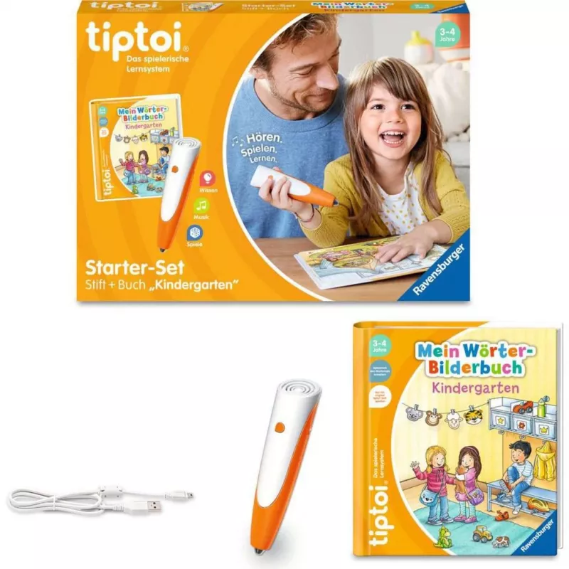 tiptoi Starter-Set: Mein Wörterbilderbuch Kindergarten, oppikirja kynä ja kuvakirja