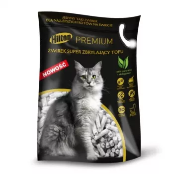 Paakkuuntuva Hilton Tofu Super -kissanhiekka 2,5 kg – biohajoava tofu-pohjainen granulaatti, hajusteeton, nopeasti imeytyvä