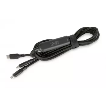 DIGITUS USB-C 2in1 -latauskaapeli 140W, USB-C 2×USB-C, 1,8 m, USB 2.0, musta
