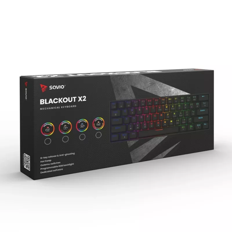 SAVIO BLACKOUT X2 mekaaninen näppäimistö OUTEMU Red, Hot Swap