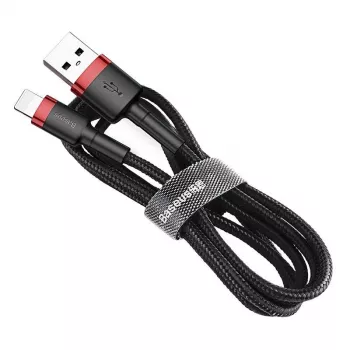 USB-A - Lightning -kaapeli Baseus Cafule 2.4A QC 3.0, 1 m — musta/punainen