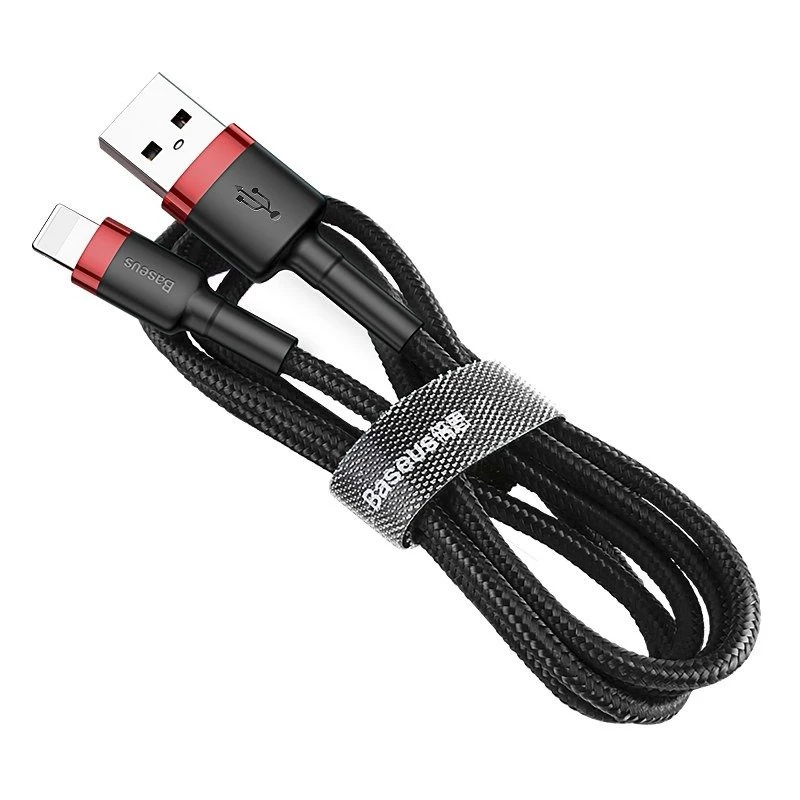 USB-A - Lightning -kaapeli Baseus Cafule 2.4A QC 3.0, 1 m — musta/punainen