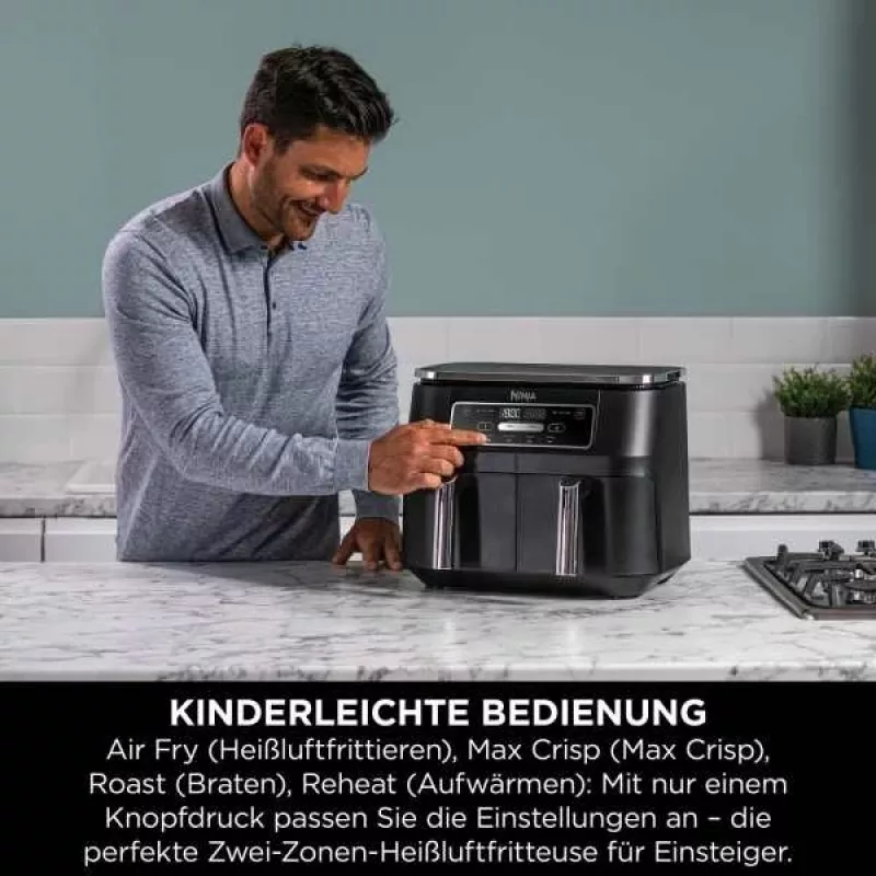Ninja AF200EU friteerauskeitin Double 7,6 L itsenäinen 2400 W kuumailmafriteerauskeittiö musta